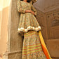Janasya Women's Light Green Cotton Floral Block Print Kurta With Gharara And Dupatta | Swadesiicart