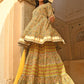Janasya Women's Light Green Cotton Floral Block Print Kurta With Gharara And Dupatta | Swadesiicart