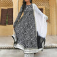 Janasya Women's Black Cotton Floral Print Kurta With Palazzo And Dupatta | Swadesiicart