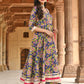 Janasya Women's Blue Cotton Floral Block Print Kurta With Pant And Dupatta | Swadesiicart