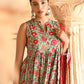 Janasya Women's Sea Green Cotton Floral Block Print Kurta With Pant And Dupatta | Swadesiicart