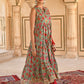 Janasya Women's Sea Green Cotton Floral Block Print Kurta With Pant And Dupatta | Swadesiicart