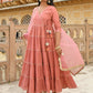 Janasya Women's Dusty Rose Cotton Embellished Kurta With Pant And Dupatta | Swadesiicart