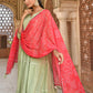 Janasya Women's Pastel Green Cotton Solid Kurta With Pant And Dupatta | Swadesiicart