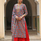 Janasya Women's Sky Blue Cotton Floral Block Print Kurta With Gharara And Dupatta | Swadesiicart