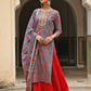 Janasya Women's Sky Blue Cotton Floral Block Print Kurta With Gharara And Dupatta | Swadesiicart