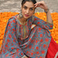 Janasya Women's Sky Blue Cotton Floral Block Print Kurta With Gharara And Dupatta | Swadesiicart