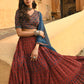 Janasya Women's Maroon Cotton Block Print Lehenga Choli With Dupatta | Swadesiicart