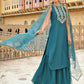 Janasya Women's Teal Green Poly Silk Embroidered Kurta With Sharara And Dupatta | Swadesiicart