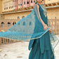 Janasya Women's Teal Green Poly Silk Embroidered Kurta With Sharara And Dupatta | Swadesiicart