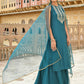 Janasya Women's Teal Green Poly Silk Embroidered Kurta With Sharara And Dupatta | Swadesiicart