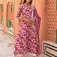 Janasya Women's White Cotton Floral Print Kurta With Palazzo And Dupatta | Swadesiicart