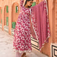 Janasya Women's White Cotton Floral Print Kurta With Palazzo And Dupatta | Swadesiicart