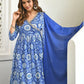 Janasya Women's Blue Cotton Floral Block Print Kurta With Flared Palazzo And Dupatta | Swadesiicart