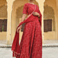 Janasya Women's Maroon Rayon Ethnic Motifs Foil Print Lehenga Choli With Dupatta | Swadesiicart