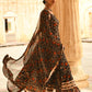 Janasya Women's Black Cotton Floral Block Print Kurta With Flared Palazzo And Dupatta | Swadesiicart