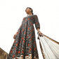 Janasya Women's Black Cotton Floral Block Print Kurta With Flared Palazzo And Dupatta | Swadesiicart