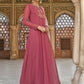 Janasya Women's Old Rose Georgette Embroidered Kurta With Dupatta | Swadesiicart