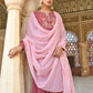 Janasya Women's Old Rose Georgette Embroidered Kurta With Dupatta | Swadesiicart