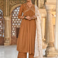 Janasya Women's Brown Georgette Floral Embroidery Kurta With Palazzo And Dupatta | Swadesiicart