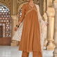 Janasya Women's Brown Georgette Floral Embroidery Kurta With Palazzo And Dupatta | Swadesiicart