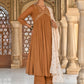 Janasya Women's Brown Georgette Floral Embroidery Kurta With Palazzo And Dupatta | Swadesiicart