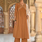 Janasya Women's Brown Georgette Floral Embroidery Kurta With Palazzo And Dupatta | Swadesiicart