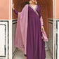 Janasya Women's Wine Georgette Solid Kurta With Dupatta | Swadesiicart