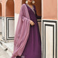 Janasya Women's Wine Georgette Solid Kurta With Dupatta | Swadesiicart