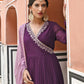 Janasya Women's Wine Georgette Solid Kurta With Dupatta | Swadesiicart