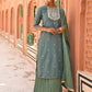 Janasya Women's Green Chinon Embroidered Kurta With Skirt And Dupatta | Swadesiicart