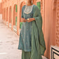 Janasya Women's Green Chinon Embroidered Kurta With Skirt And Dupatta | Swadesiicart