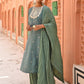 Janasya Women's Green Chinon Embroidered Kurta With Skirt And Dupatta | Swadesiicart
