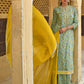 Janasya Women's Light Green Cotton Floral Print Kurta With Flared Palazzo And Dupatta | Swadesiicart