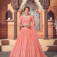DEIANA'S Beautiful Thread Sequence Lehengha Choli - Peach | Swadesiicart