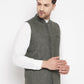 Even Apparels Green Wool Men Woven Nehru Jacket | Swadesiicart