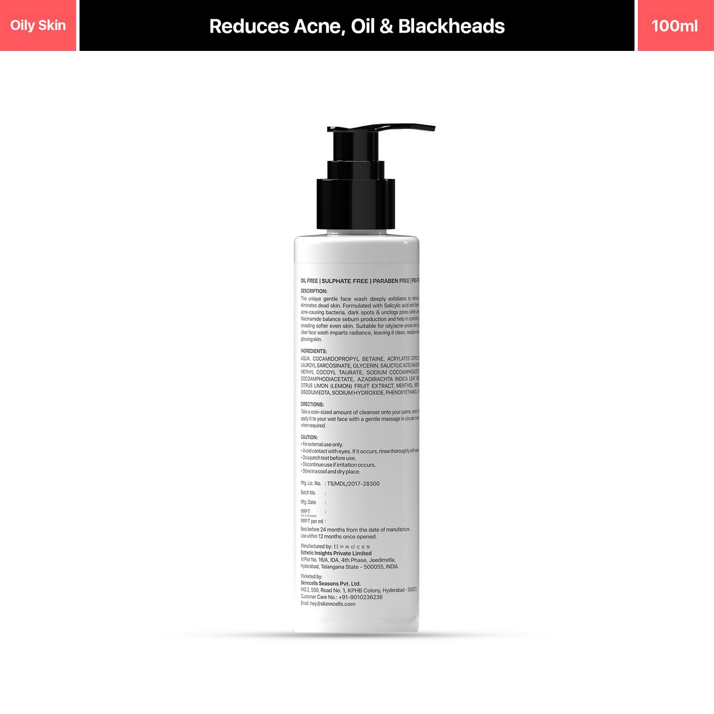 Underated Purifying and Acne Free Gel Face Wash - Swadesiicart