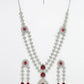 NVR Women's Silver-Plated Red CZ-Studded Handcrafted Jewellery Set - Swadesiicart