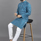 Anaita Blue Weaving Linen Cotton Straight Kurta