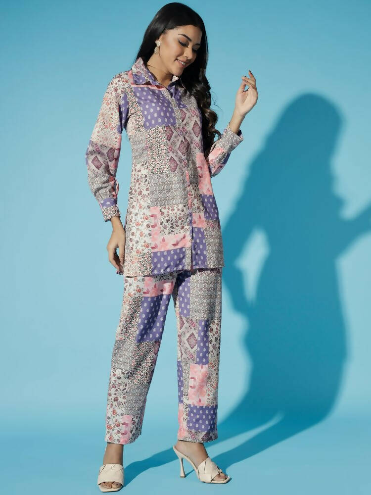 Myshka Women Multi-Printed Bling & Sparkly Co-Ords - Swadesiicart