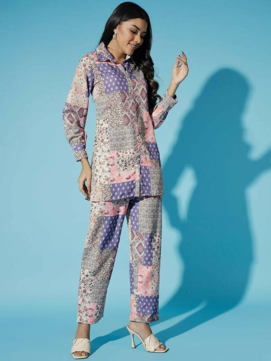 Myshka Women Multi-Printed Bling & Sparkly Co-Ords - Swadesiicart