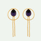 VOJ One Gram Gold-Polished Drop Shaped Black Stone Studded Earrings - Swadesiicart
