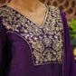 Janasya Purple Silk Blend Yoke Embroidery Kurta,Bottom & Dupatta | Swadesiicart