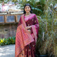 Vishnu Weaves Women's Maroon Tussar Silk Zari Woven Saree with Blouse - Swadesiicart