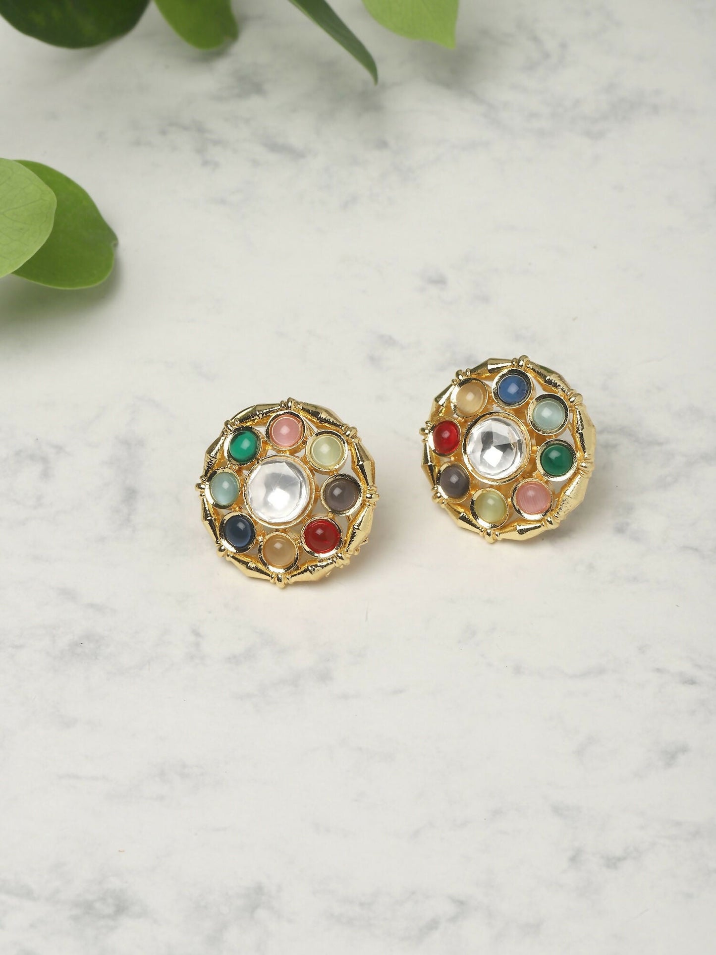 Multi Kundan Studs- Ruby Raang | Swadesiicart