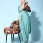 Sea Green Imported Crush Lycra Texture Pattern Ready to Wear Saree with stitched Blouse - Nirvana | Swadesiicart