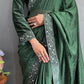 Vastranavya Green Rangoli Silk Real Mirror work with Swarovski work Ready to Wear Saree | Swadesiicart