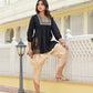 Juniper Women's Black Ethnic Motif Printed Tunic & Dhoti Pant Co-Ord Set For With Zari Embroidery - Swadesiicart
