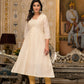 Juniper Ivory Floral Printed Chanderi Kurta With Mirror Work Embroidery - Swadesiicart