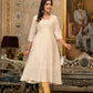 Juniper Ivory Floral Printed Chanderi Kurta With Mirror Work Embroidery - Swadesiicart